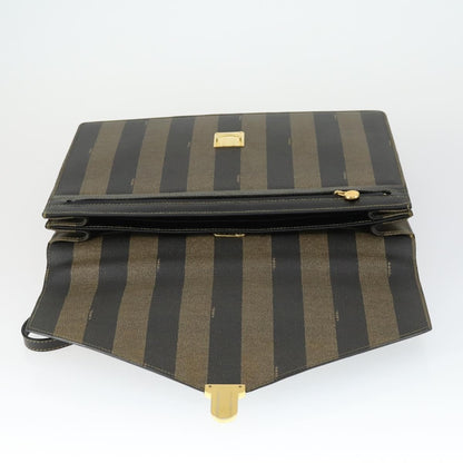 Fendi Vintage Pequin Briefcase Bag Coated Canvas, BROWN, CANVAS, Briefcase