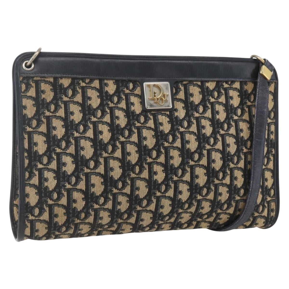 Christian Dior Vintage Trotter Shoulder Bag Canvas, NAVY, CANVAS, Shoulder bag