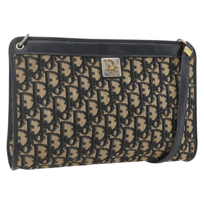 Christian Dior Vintage Trotter Shoulder Bag Canvas, NAVY, CANVAS, Shoulder bag