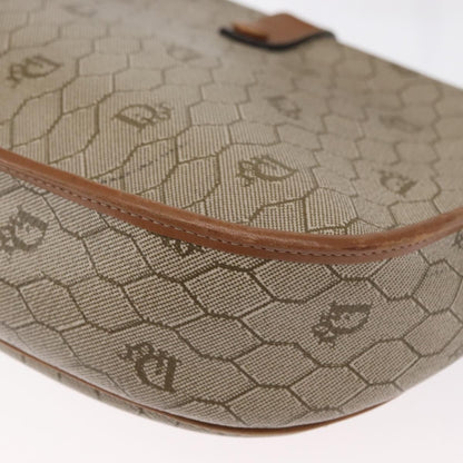 Christian Dior Vintage Honeycomb Shoulder Bag Canvas and Leather, BEIGE, CANVAS, Shoulder bag