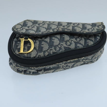Christian Dior Vintage Saddle Coin Purse Diorissimo Canvas, NAVY, CANVAS, Clutche & pouche