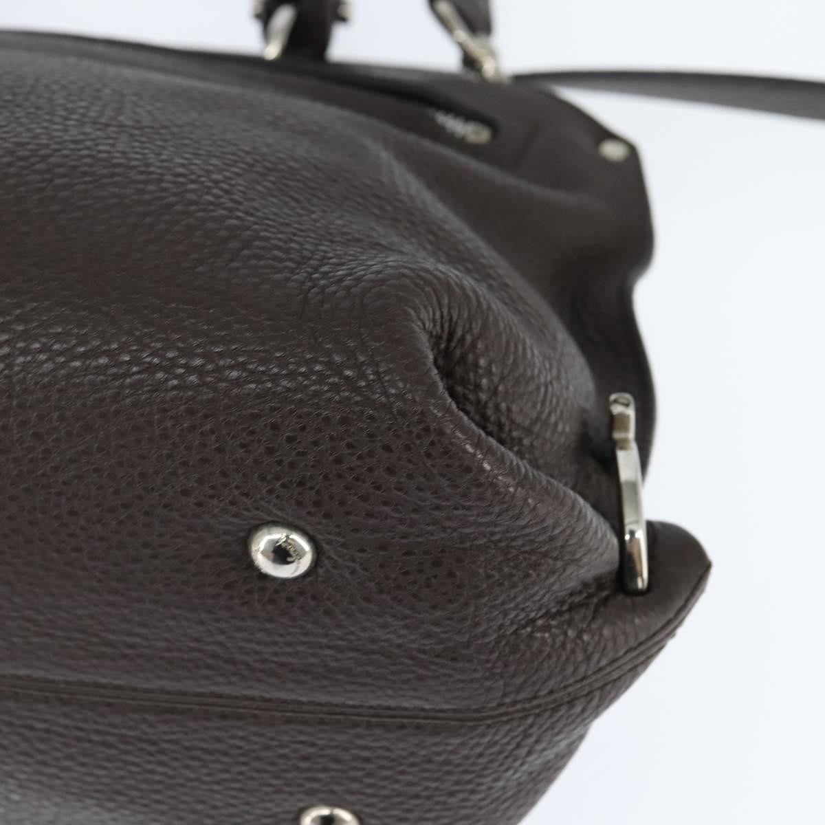 Salvatore Ferragamo Gancini handbag Leather, BROWN, LEATHER, Handbag