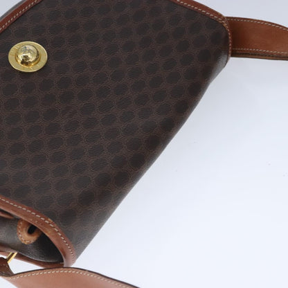 Celine Vintage Macadam Shoulder Bag Canvas and Leather, Brown, Canvas, Shoulder Bag
