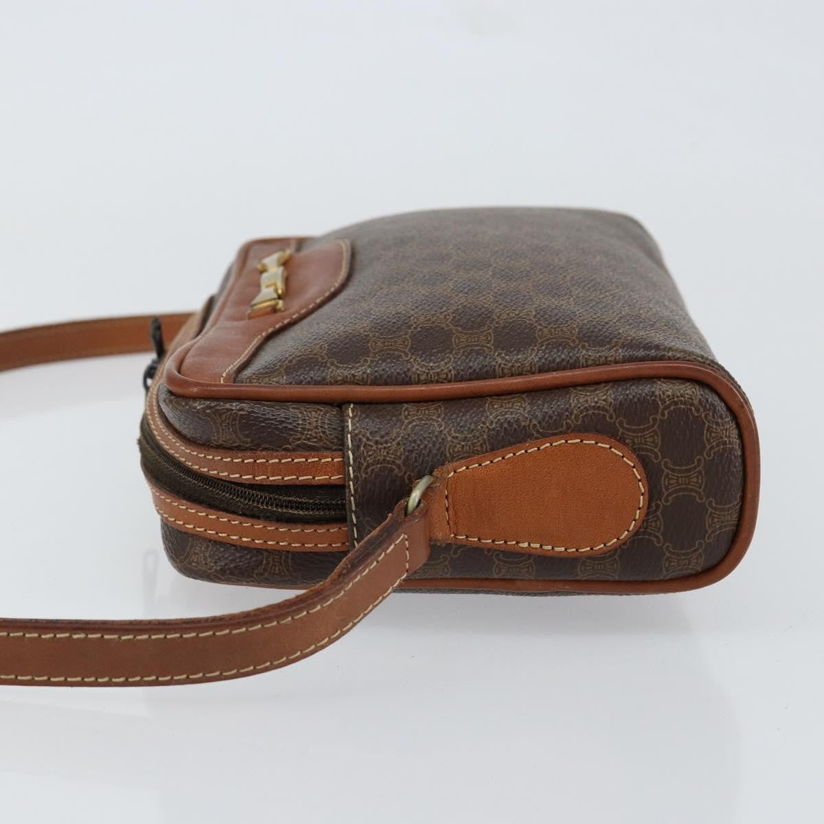 Celine Vintage Macadam Shoulder Bag Canvas and Leather, BROWN, CANVAS, Shoulder bag