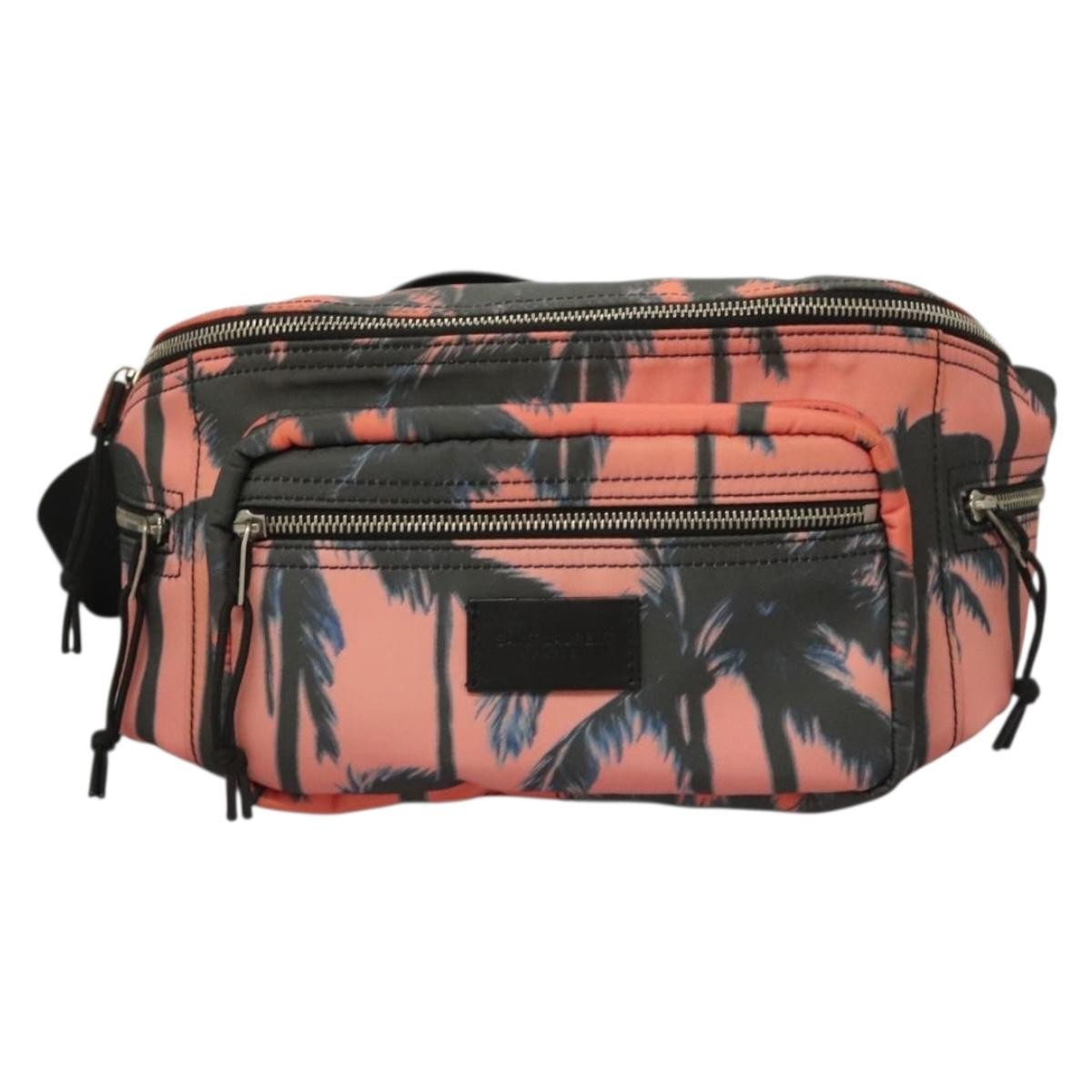 Saint Laurent Front Pocket Waist Bag Printed Nylon, Pink, Nylon, Shoulder Bag