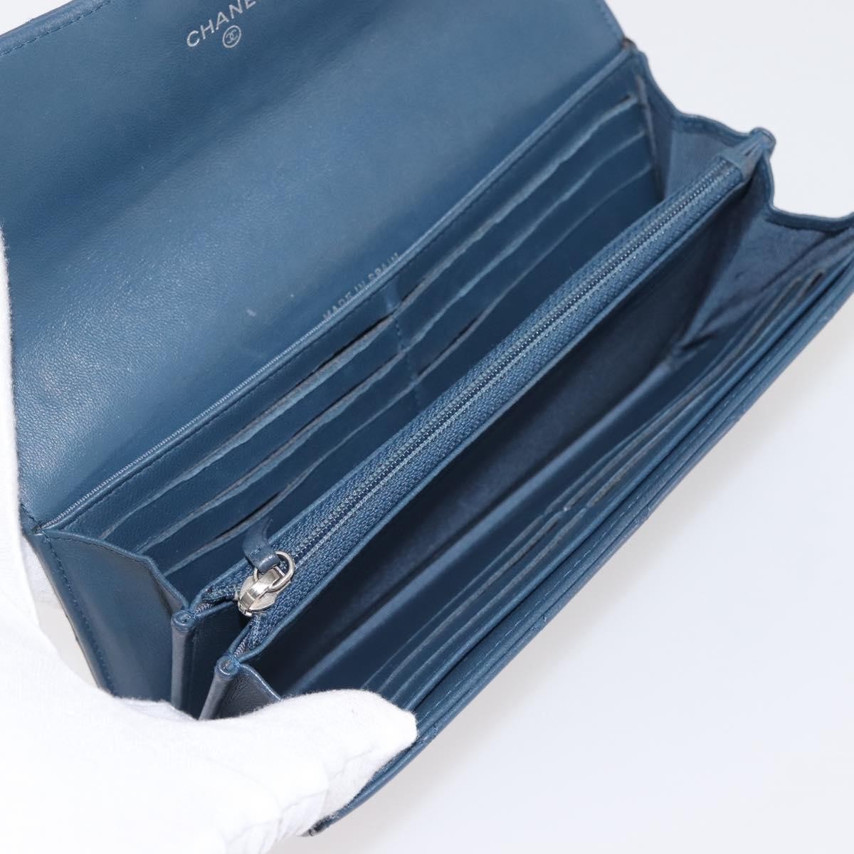 Chanel CC Gusset Classic Flap Wallet Quilted Lambskin, NAVY, LEATHER, Wallets