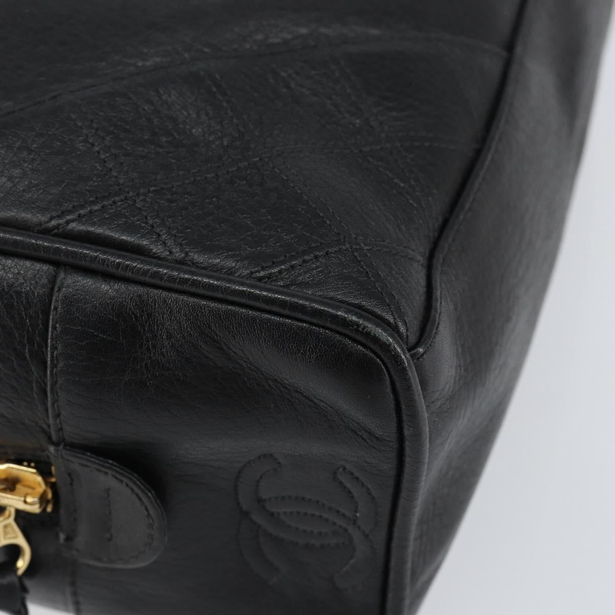 Chanel Vintage Toiletry Pouch Leather, Black, Leather, Clutch