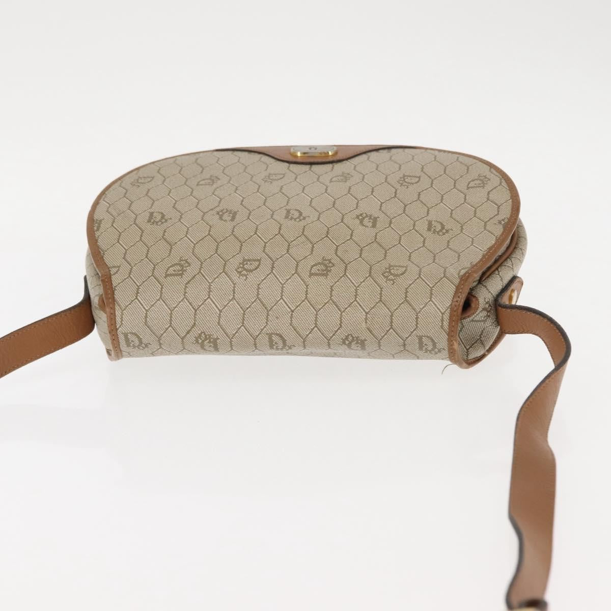 Christian Dior Vintage Honeycomb Flap Crossbody Bag Coated Canvas, BEIGE, CANVAS, Crossbody bag