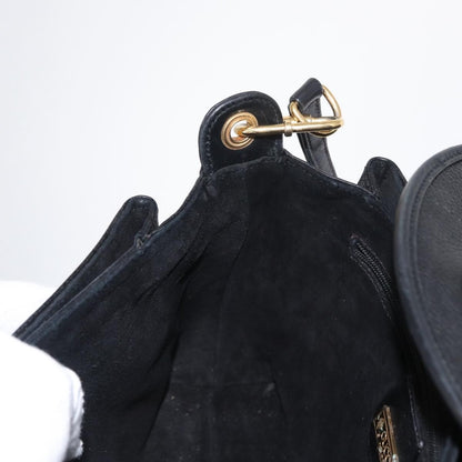 Gucci Vintage Flap Shoulder Bag Leather, BLACK, LEATHER, Shoulder bag