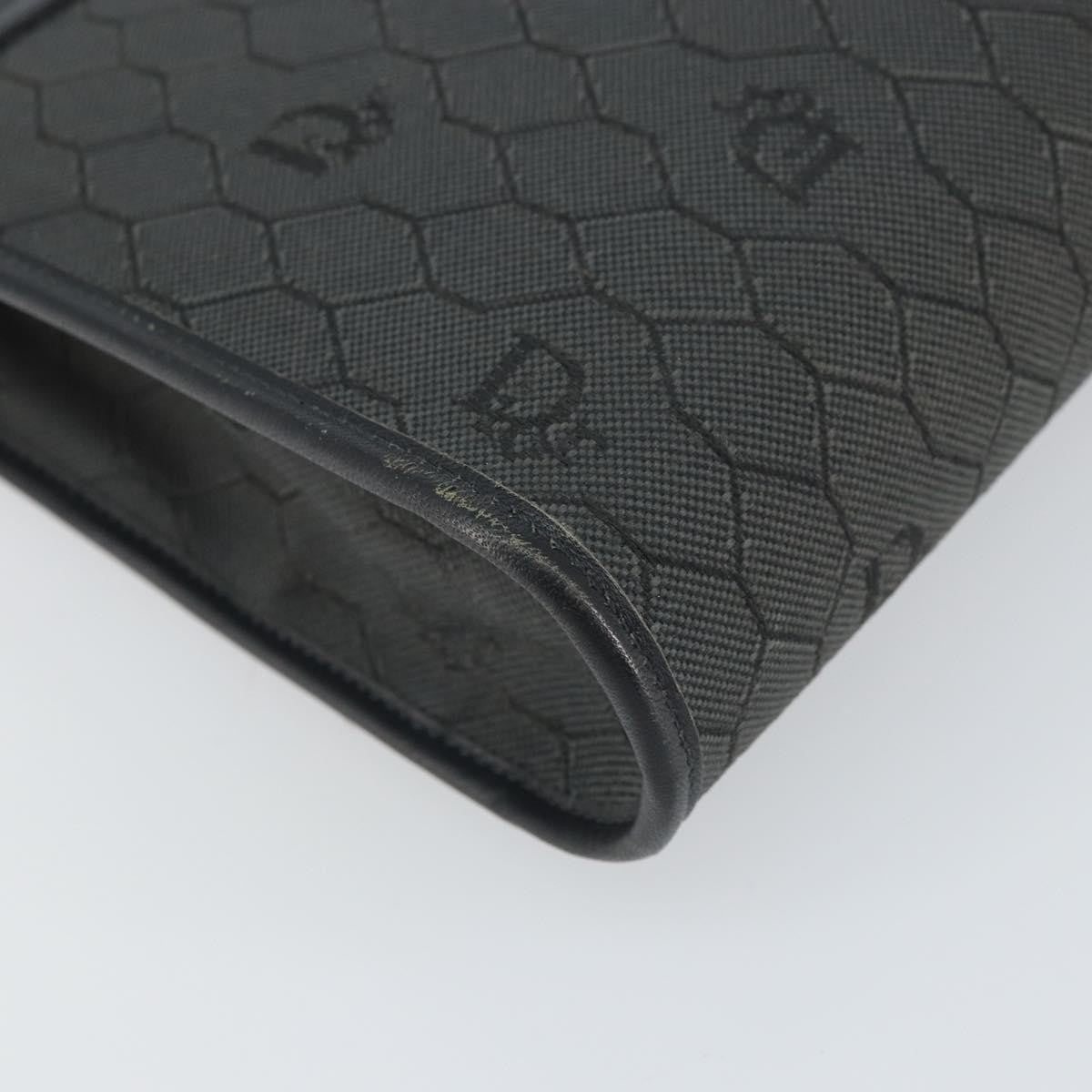 Christian Dior Vintage Honeycomb Flap Crossbody Bag Coated Canvas, Black, PVC, Shoulder Bag
