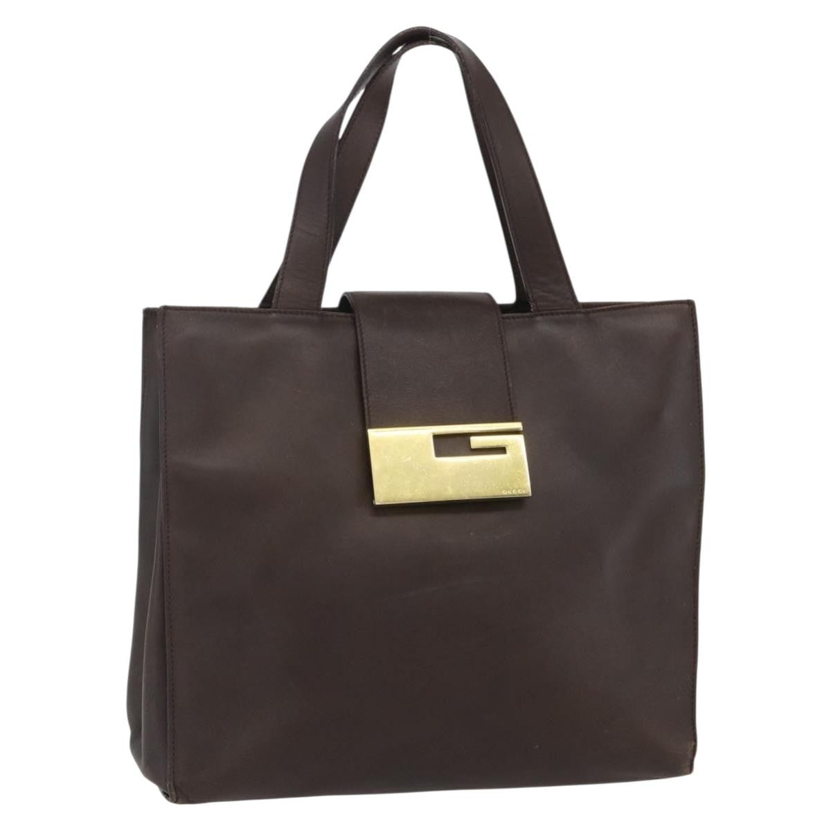Gucci Vintage Handbag Leather, BROWN, LEATHER, Handbag