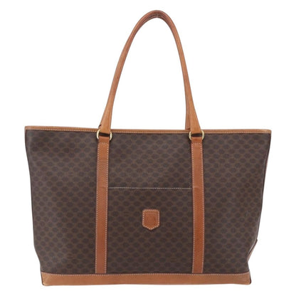 Celine Vintage Macadam Tote bag Canvas, BROWN, PVC, Tote bag