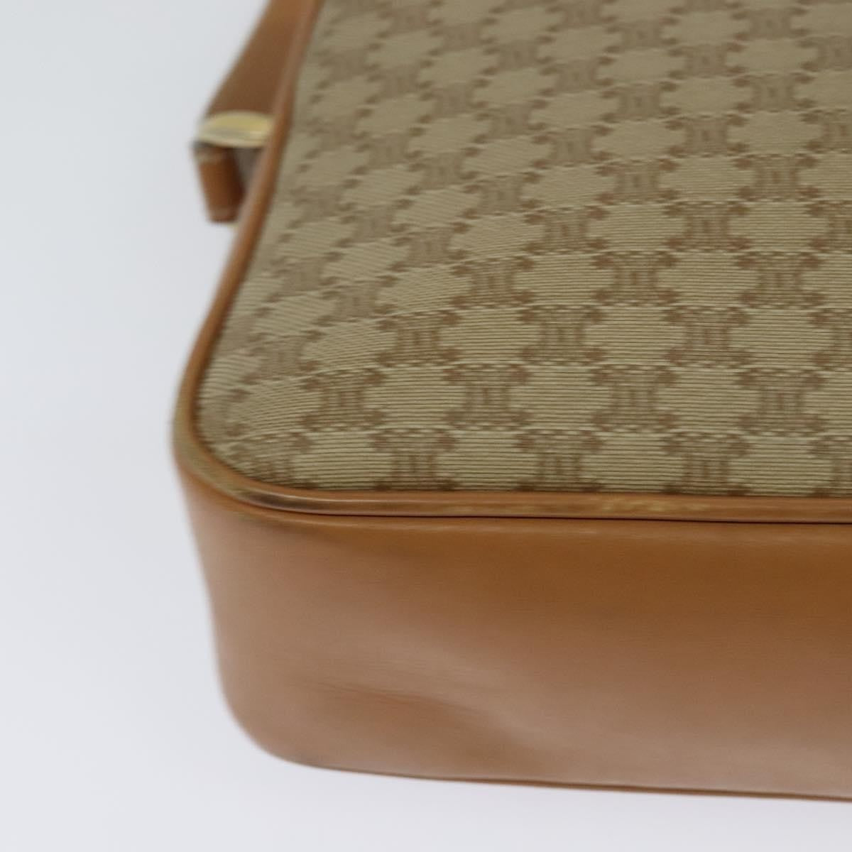 Celine Vintage Macadam Shoulder Bag Canvas and Leather, Beige, Canvas, Shoulder Bag
