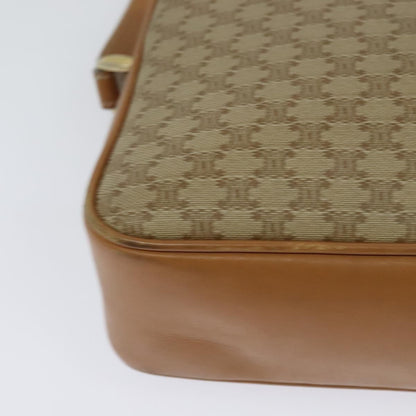 Celine Vintage Macadam Shoulder Bag Canvas and Leather, Beige, Canvas, Shoulder Bag