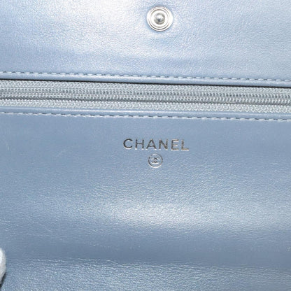 Chanel Wallet on Chain Camellia Patent, GRAY, PATENT_LEATHER, Shoulder bag