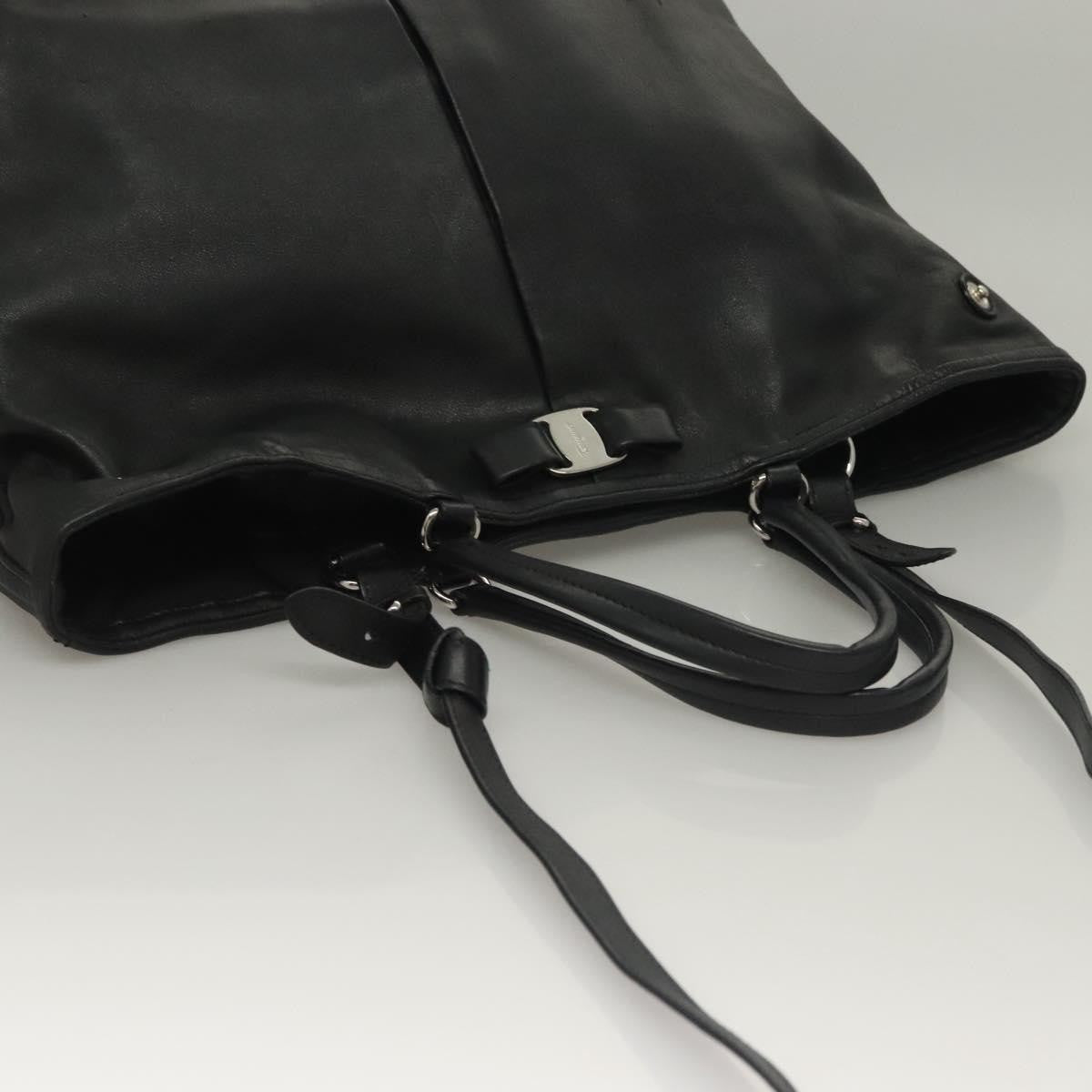 Salvatore Ferragamo Vara bow tote Leather, BLACK, LEATHER, Tote bag
