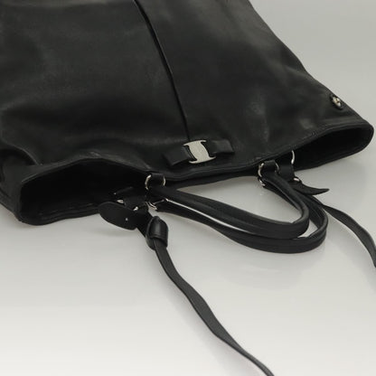 Salvatore Ferragamo Vara bow tote Leather, BLACK, LEATHER, Tote bag