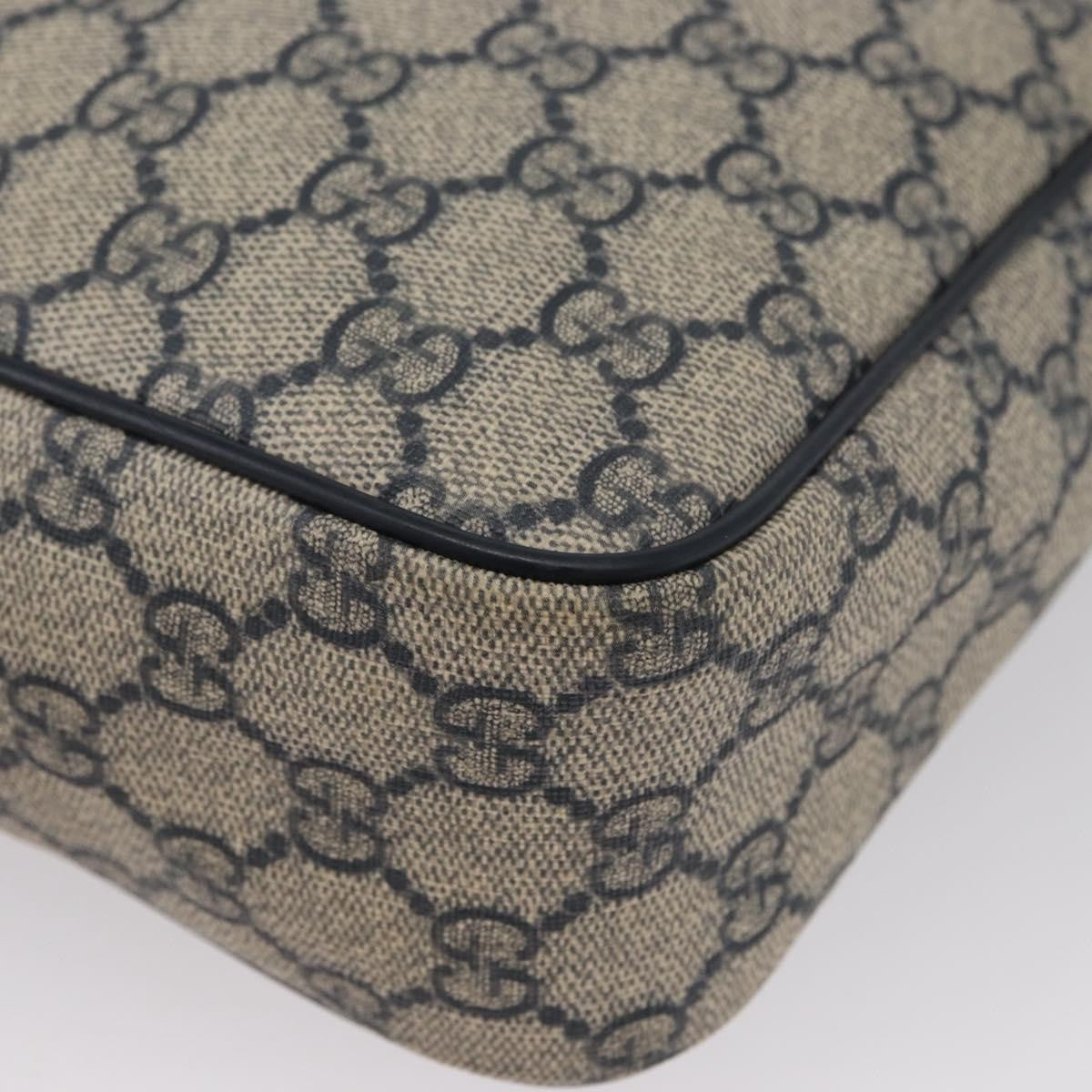 Gucci Front Zip Messenger GG Coated Canvas, NAVY, CANVAS, Shoulder bag