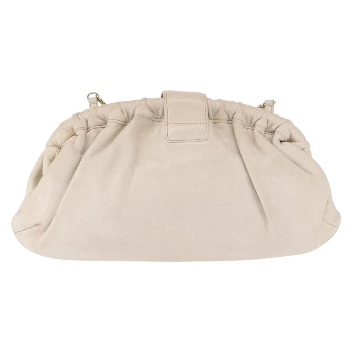 Celine Vintage Shoulder Bag Leather, WHITE, LEATHER, Shoulder bag