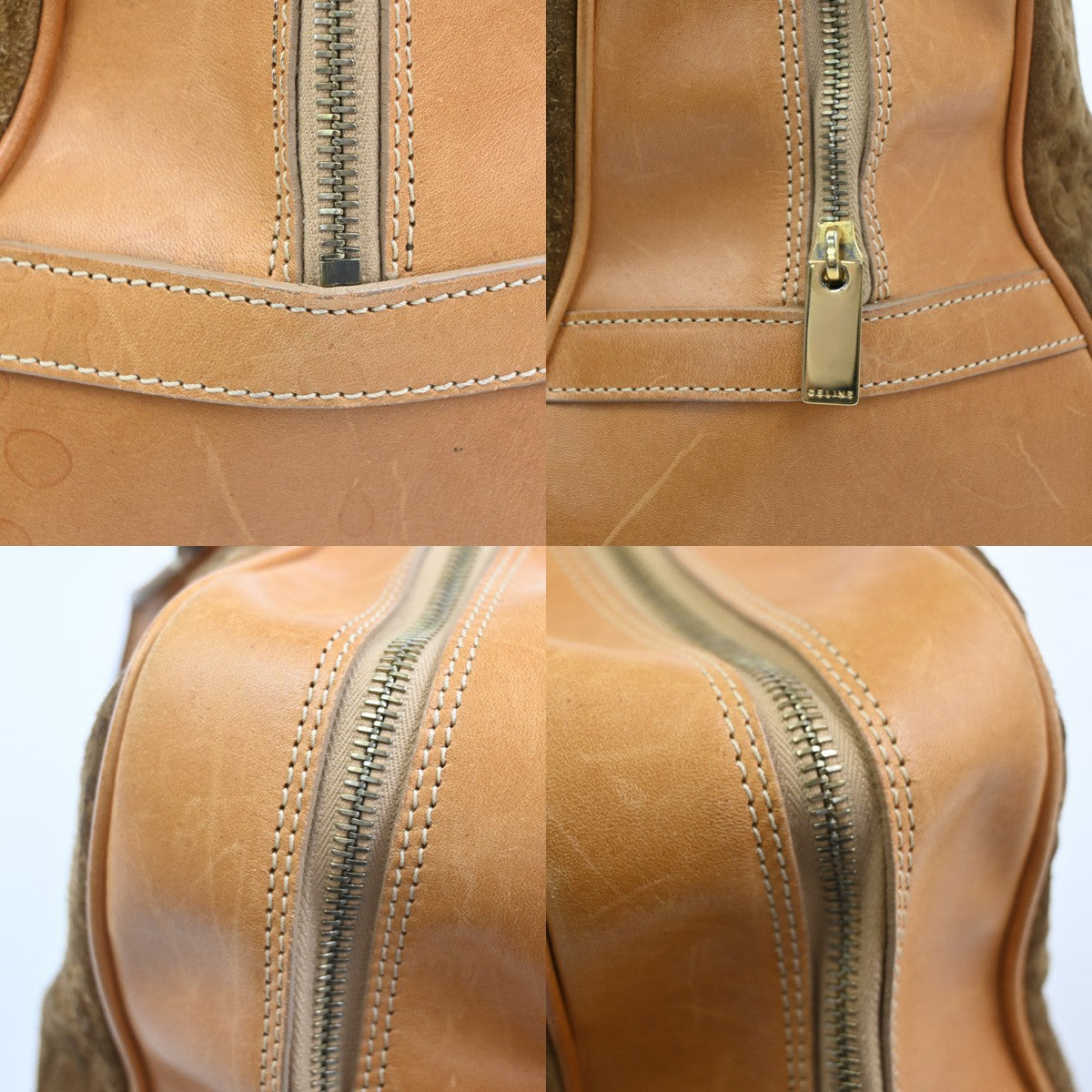 Celine C Macadam Handbag Suede and Leather, Brown, Suede, Handbag
