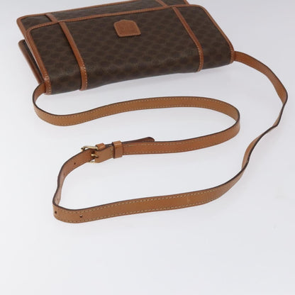 Celine Vintage Macadam Shoulder Bag Canvas and Leather, BROWN, CANVAS, Shoulder bag