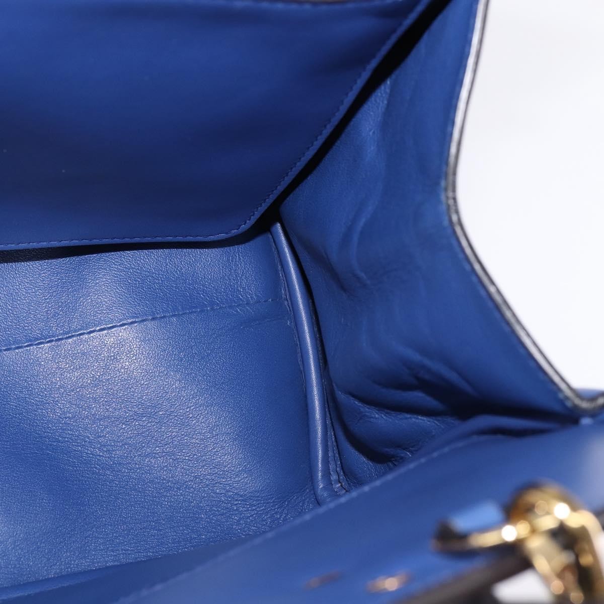 Salvatore Ferragamo Studio Satchel Leather, BLUE, LEATHER, Handbag