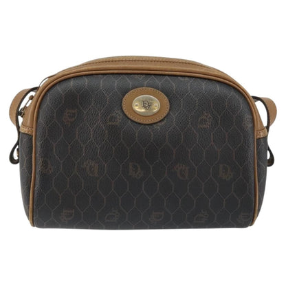 Christian Dior Vintage Honeycomb Shoulder Bag Canvas and Leather, BLACK, CANVAS, Shoulder bag