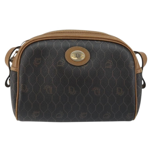 Christian Dior Vintage Honeycomb Shoulder Bag Canvas and Leather, BLACK, CANVAS, Shoulder bag