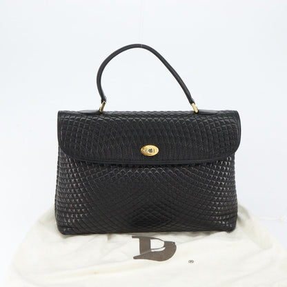 Bally Vintage Handbag Quilted Leather, BLACK, LEATHER, Handbag