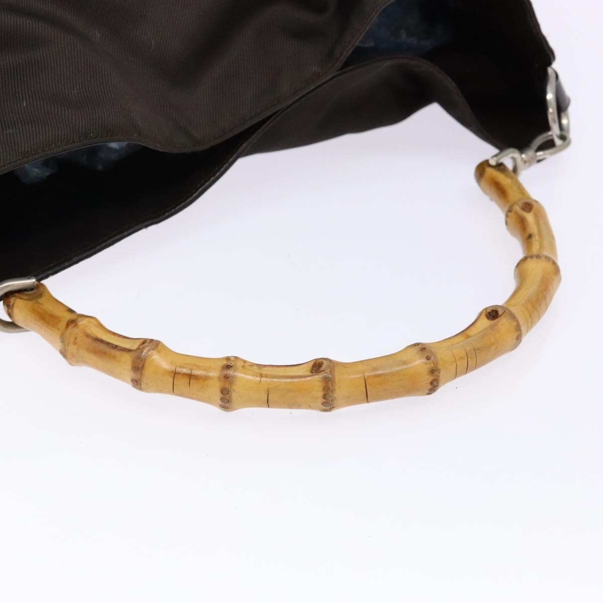 Gucci Vintage Bamboo Shoulder Bag Nylon, BROWN, NYLON, Shoulder bag