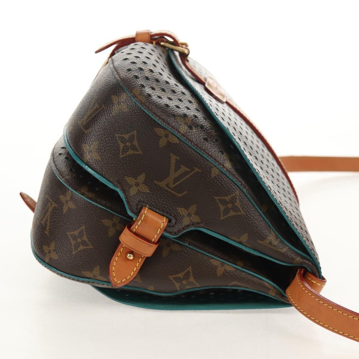 Louis Vuitton Flore Saumur Handbag Perforated Monogram Canvas, BROWN, CANVAS, Shoulder bag