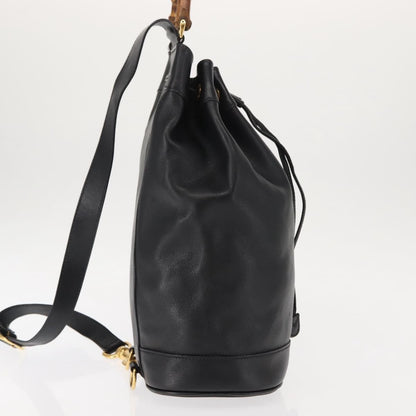 Gucci Vintage Bamboo Sling Backpack Leather, BLACK, LEATHER, Backpack