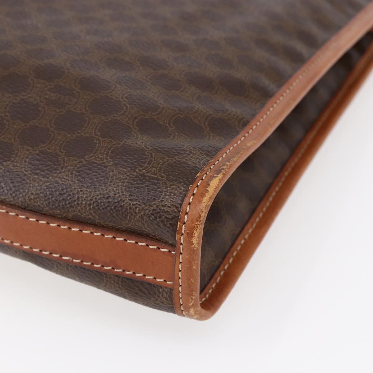 Celine Macadam Pochette Canvas, Brown, Canvas, Clutch