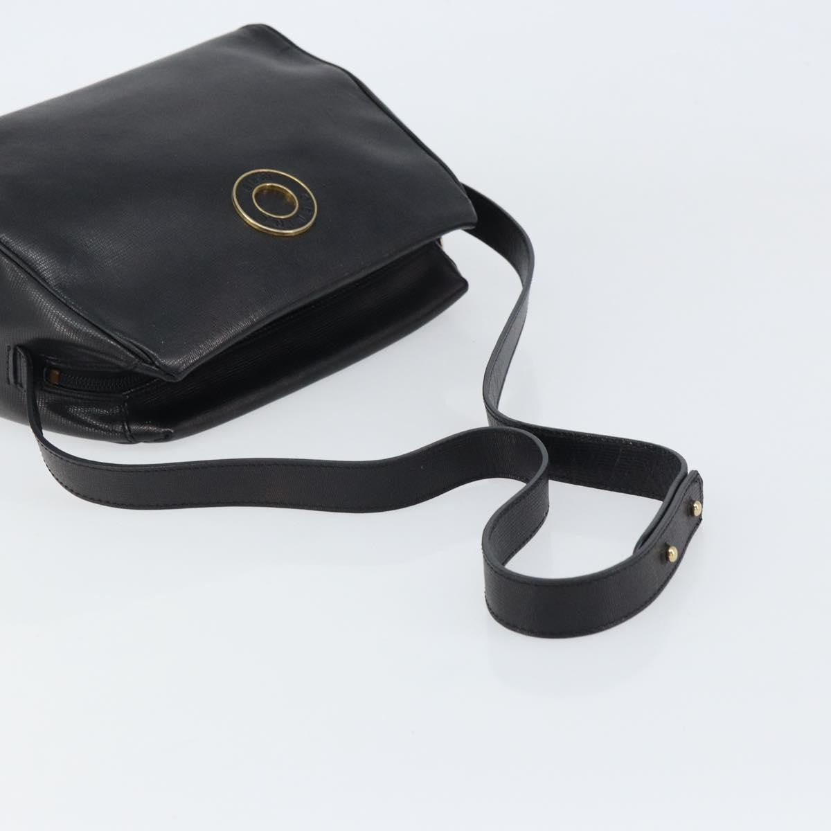 Celine Circle Logo Shoulder Bag Leather, BLACK, LEATHER, Shoulder bag