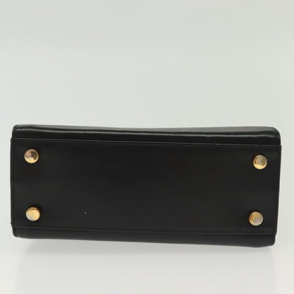 Salvatore Ferragamo Vintage Gancini Convertible Top Handle Bag Leather, BLACK, LEATHER, Handbag