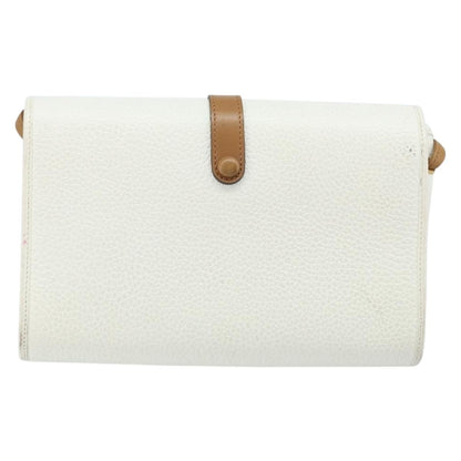 Christian Dior Vintage CD Logo Shoulder Bag Leather, WHITE, LEATHER, Shoulder bag