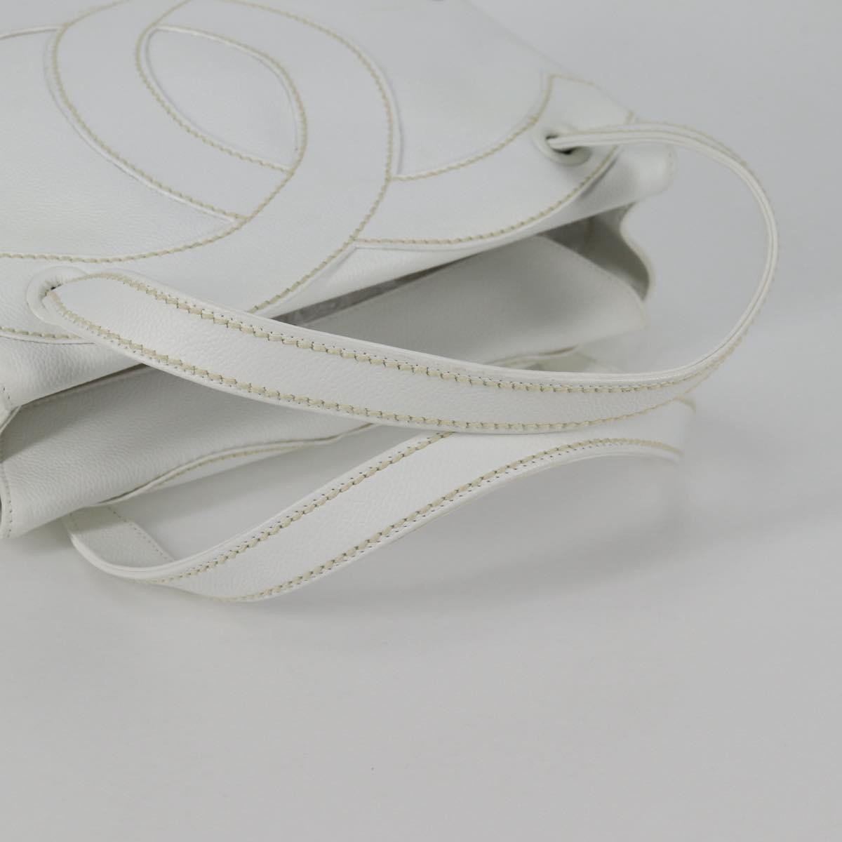 Chanel CC Stitch Tote Caviar, WHITE, LEATHER, Handbag