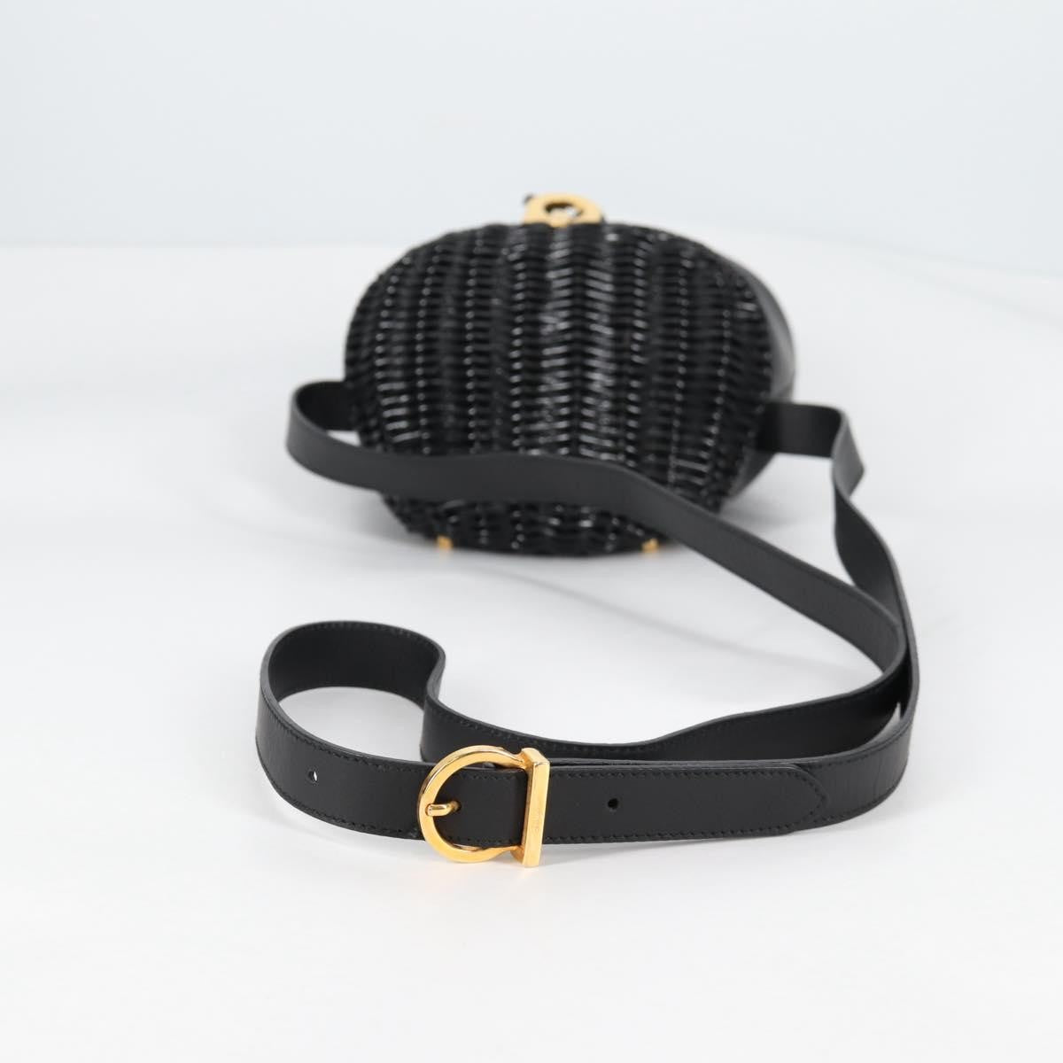 Salvatore Ferragamo Gancini Shoulder Bag Leather, BLACK, LEATHER, Shoulder bag