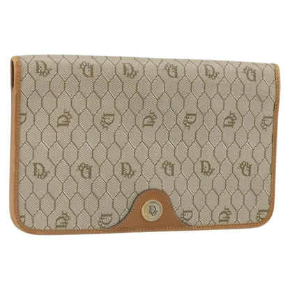 Christian Dior Vintage honeycomb clutch Canvas, BEIGE, CANVAS, Clutche & pouche