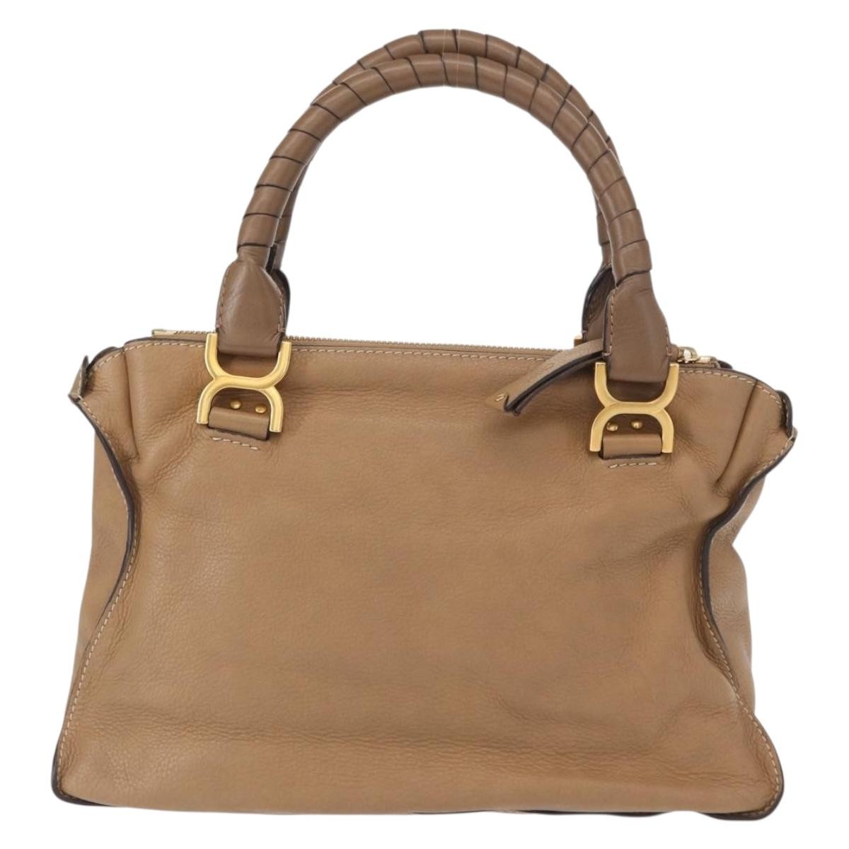 Chloe Marcie Satchel Studded Leather, BEIGE, LEATHER, Handbag