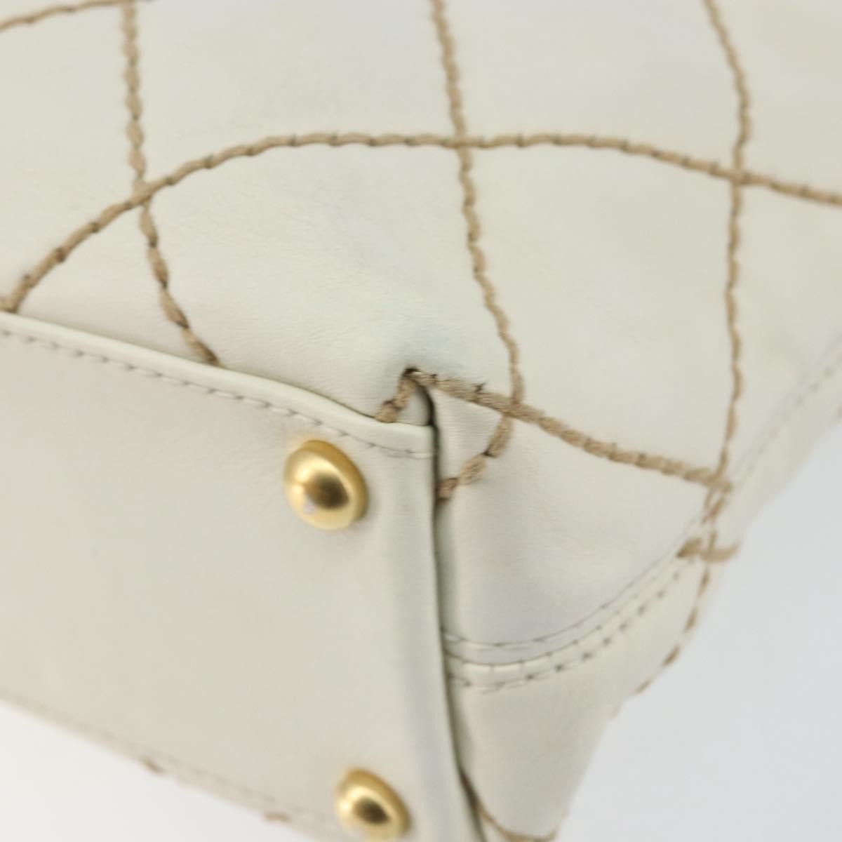 Chanel Surpique Tote Quilted Leather, WHITE, LEATHER, Tote bag