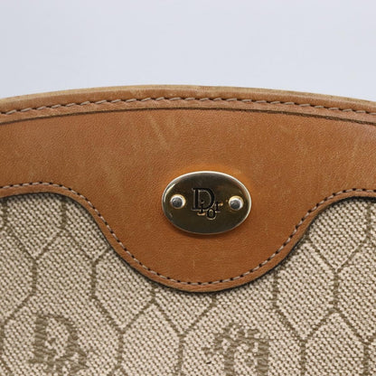 Christian Dior Vintage Honeycomb Shoulder Bag Canvas and Leather, BEIGE, CANVAS, Shoulder bag