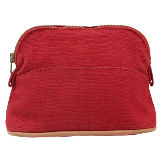 Hermes Bolide Travel Pouch Canvas, RED, CANVAS, Clutche & pouche