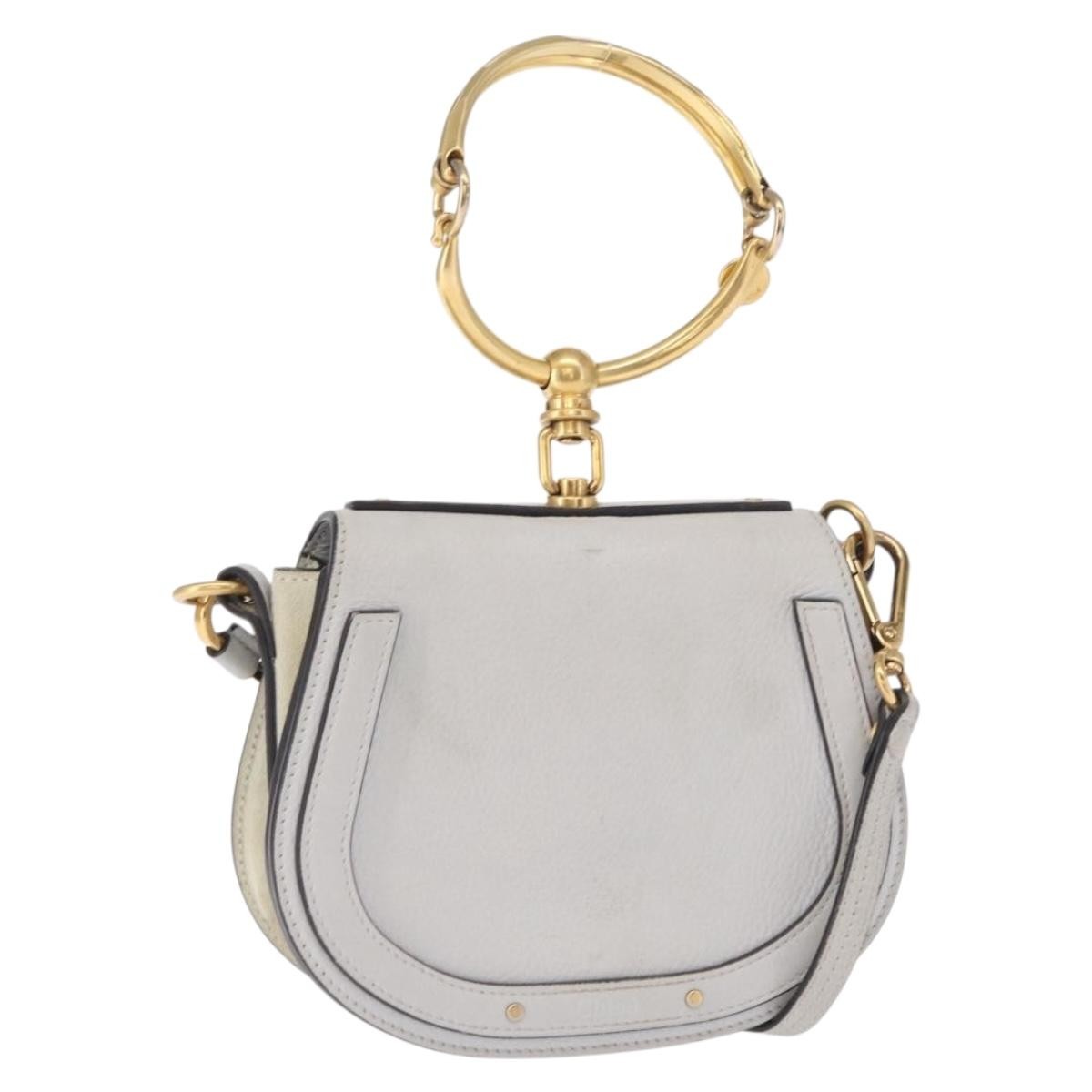 Chloe Nile Crossbody Bag Leather, WHITE, LEATHER, Shoulder bag