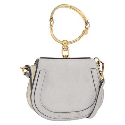 Chloe Nile Crossbody Bag Leather, WHITE, LEATHER, Shoulder bag