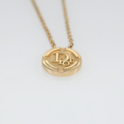 Christian Dior Vintage Logo Round Pendant Necklace Metal, GOLD, METAL, Necklace