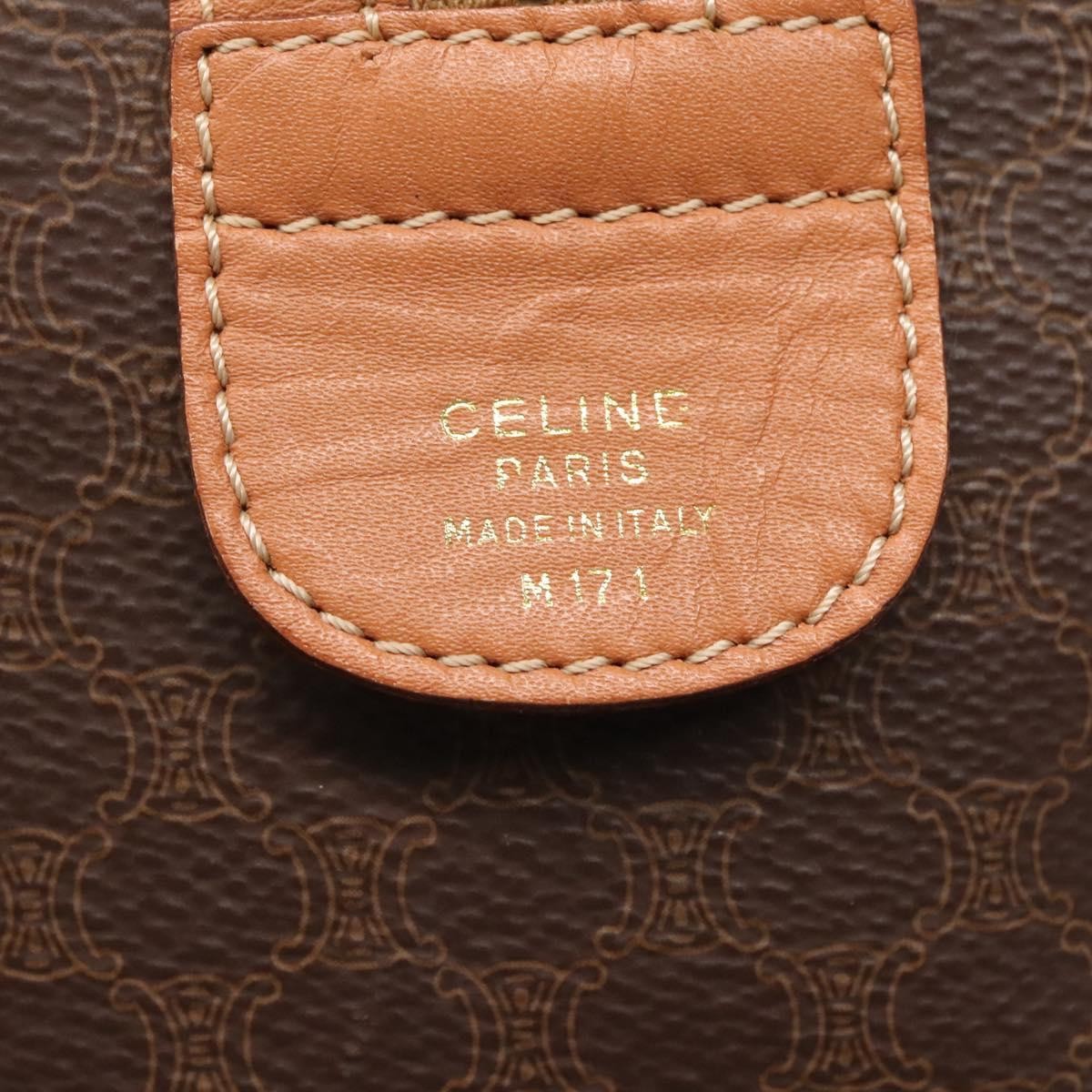 Celine Macadam Handbag Macadam with leather, BROWN, CANVAS, Handbag