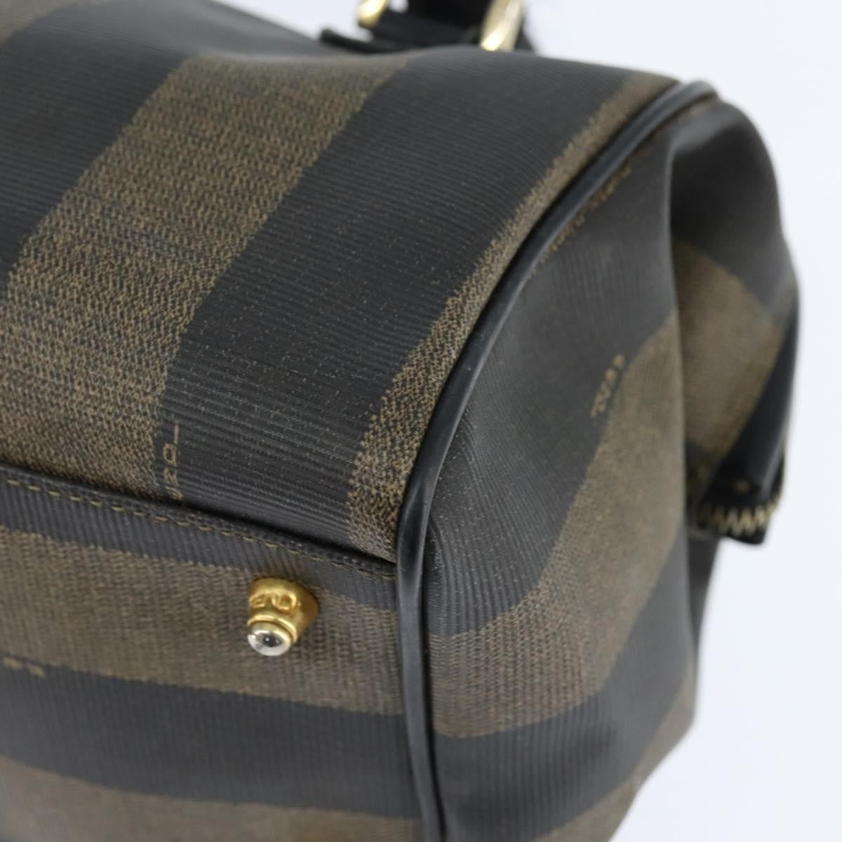 Fendi Vintage Pequin Boston Bag Coated Canvas, BROWN, CANVAS, Handbag