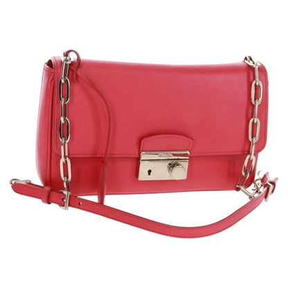 Prada Sound Chain Shoulder Bag Saffiano Leather, Red, Leather, Shoulder Bag