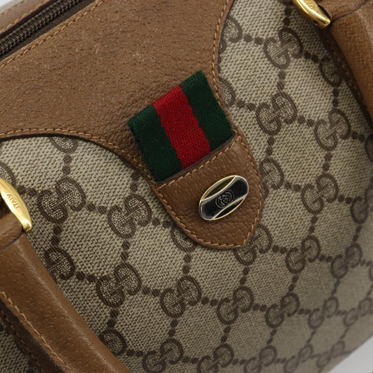 Gucci Vintage Web Sherry Line Handbag Micro GG Canvas, Beige, Canvas, Handbag